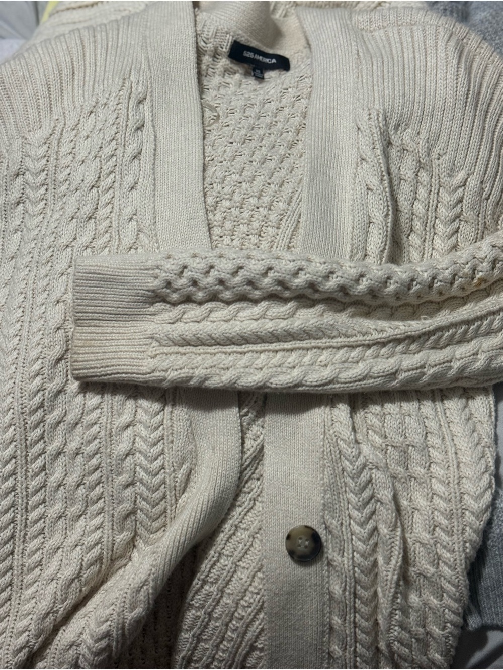 525 America Cream Cable Knit Button Cardigan Sweater